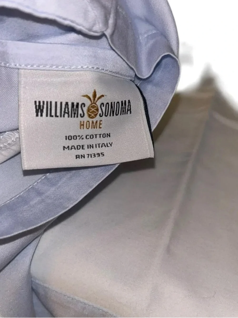 Neutral Linen Napkins with Light Blue Border